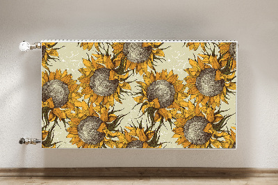 Magnetic radiator mat Retro sunflowers