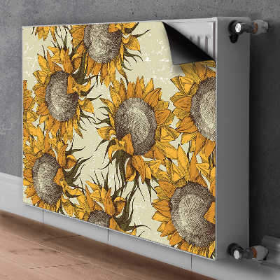 Magnetic radiator mat Retro sunflowers