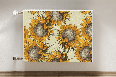 Magnetic radiator mat Retro sunflowers