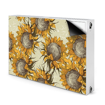 Magnetic radiator mat Retro sunflowers