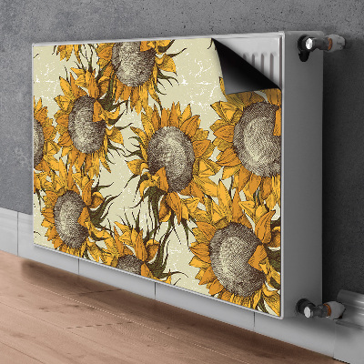 Magnetic radiator mat Retro sunflowers