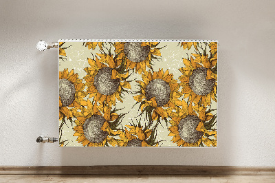 Magnetic radiator mat Retro sunflowers