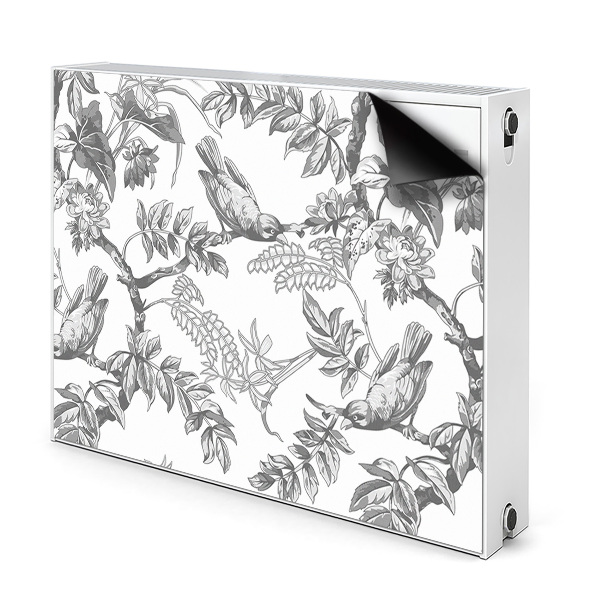 Decorative radiator cover Gray birds