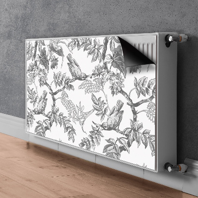 Decorative radiator cover Gray birds