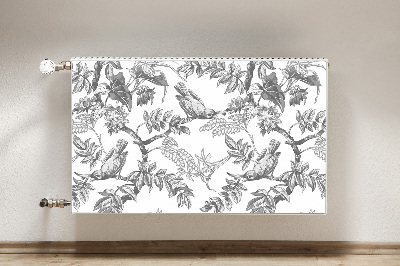 Decorative radiator cover Gray birds