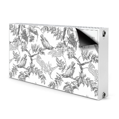 Decorative radiator cover Gray birds