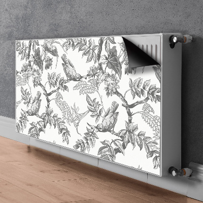 Decorative radiator cover Gray birds