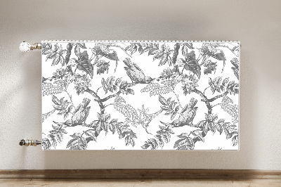 Decorative radiator cover Gray birds