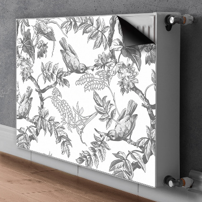 Decorative radiator cover Gray birds