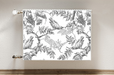 Decorative radiator cover Gray birds