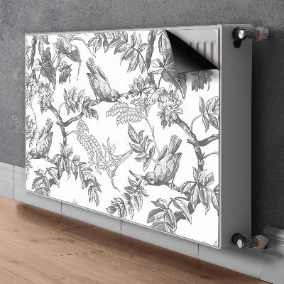 Decorative radiator cover Gray birds