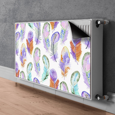 Decorative radiator cover Colorful feathers