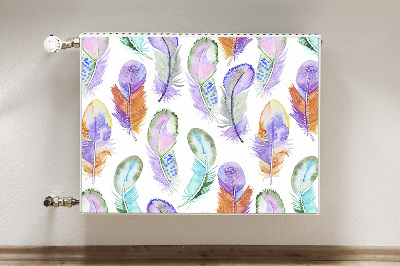 Decorative radiator cover Colorful feathers