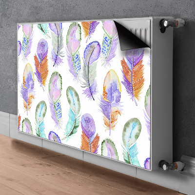 Decorative radiator cover Colorful feathers