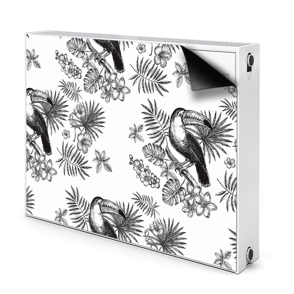 Magnetic radiator mat Black and white tropics