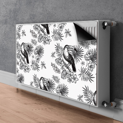 Magnetic radiator mat Black and white tropics