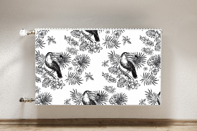 Magnetic radiator mat Black and white tropics