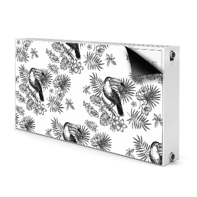 Magnetic radiator mat Black and white tropics