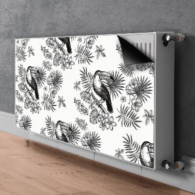 Magnetic radiator mat Black and white tropics