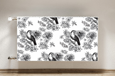 Magnetic radiator mat Black and white tropics