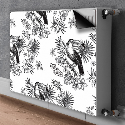 Magnetic radiator mat Black and white tropics