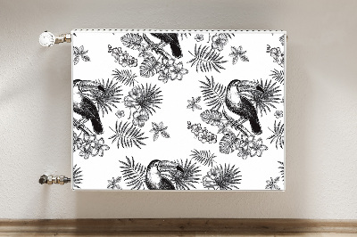 Magnetic radiator mat Black and white tropics