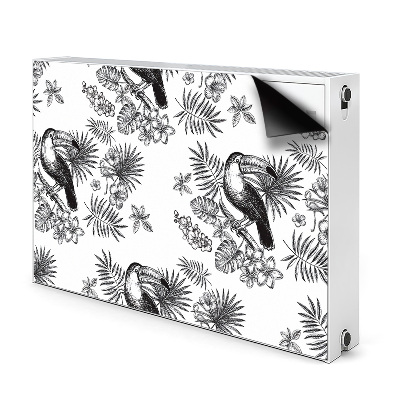 Magnetic radiator mat Black and white tropics