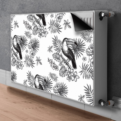 Magnetic radiator mat Black and white tropics