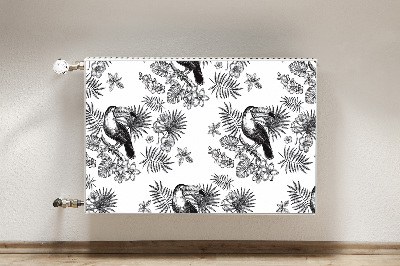 Magnetic radiator mat Black and white tropics