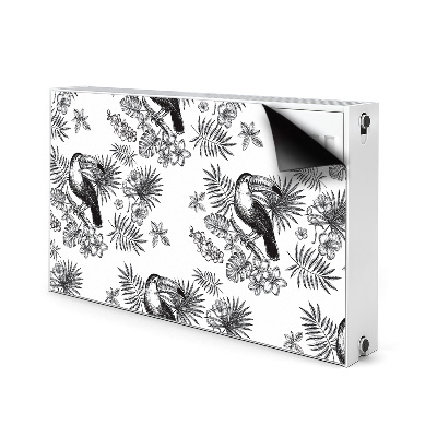 Magnetic radiator mat Black and white tropics