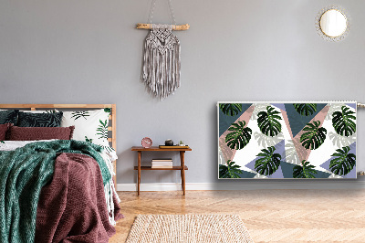 Magnetic radiator cover Monstera pattern