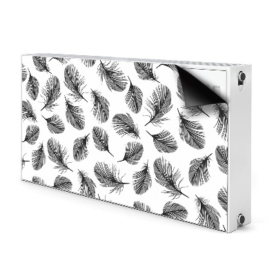 Decorative radiator mat Black and white feathers