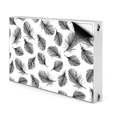 Decorative radiator mat Black and white feathers