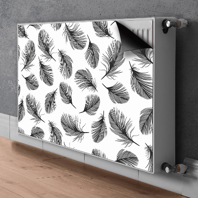 Decorative radiator mat Black and white feathers