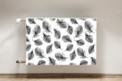 Decorative radiator mat Black and white feathers