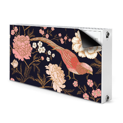 Decorative radiator mat Peony with a bird