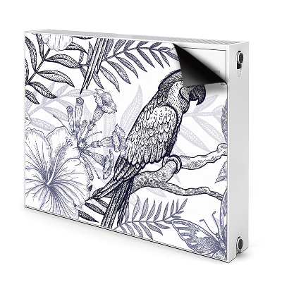 Decorative radiator cover Sketched parrot
