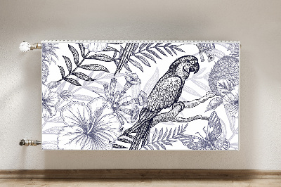 Decorative radiator cover Sketched parrot