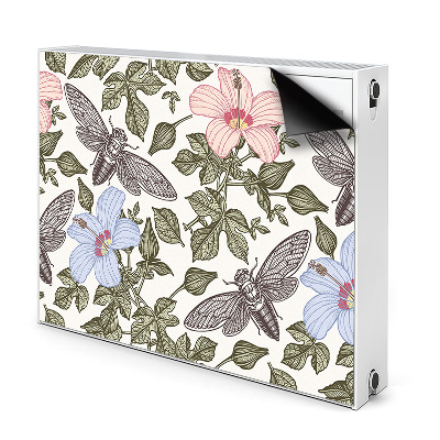 Magnetic radiator cover Butterflies among flowers