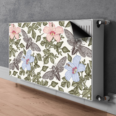 Magnetic radiator cover Butterflies among flowers