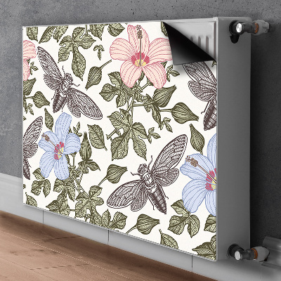 Magnetic radiator cover Butterflies among flowers