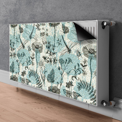 Printed radiator mat Flowers and dragonflies