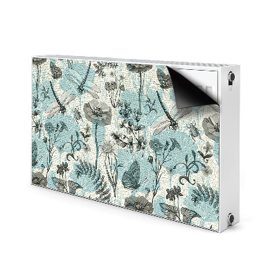 Printed radiator mat Flowers and dragonflies