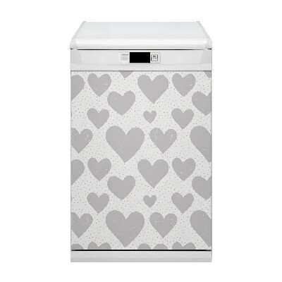 Dishwasher cover magnet Gray hearts