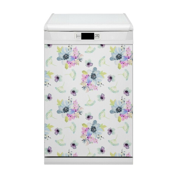 Magnetic dishwasher cover Purple flowers
