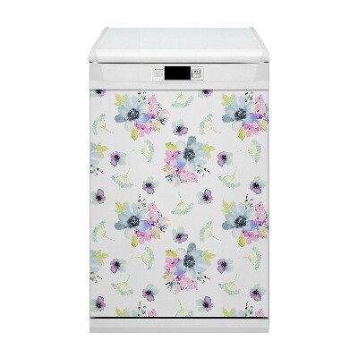Magnetic dishwasher cover Purple flowers