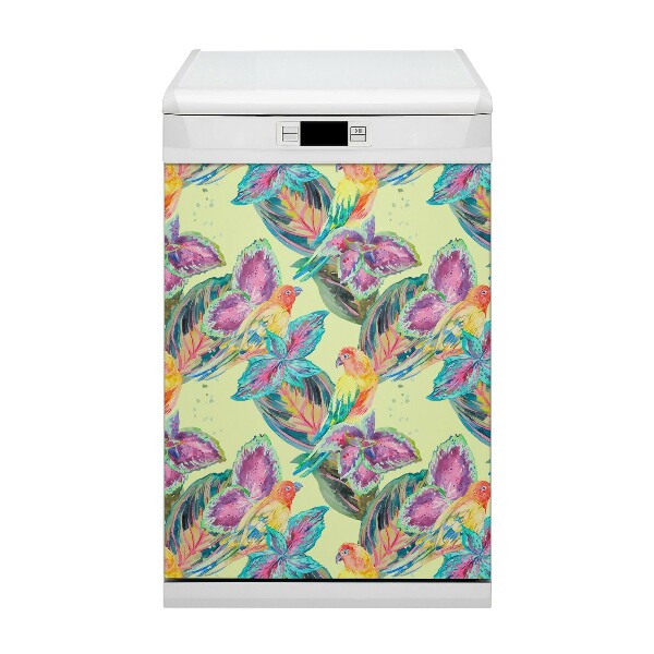 Dishwasher cover Colorful parrots