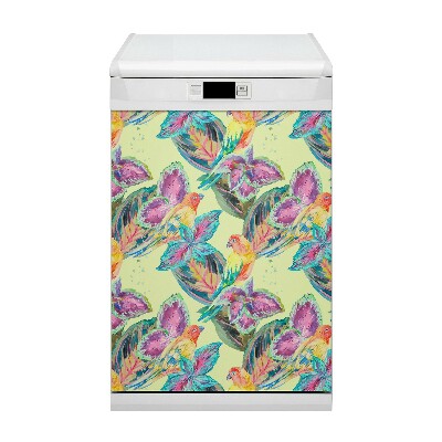 Dishwasher cover Colorful parrots