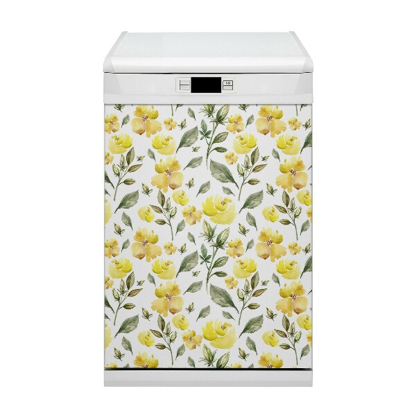 Magnetic dishwasher cover Yellow flowers