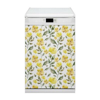 Magnetic dishwasher cover Yellow flowers